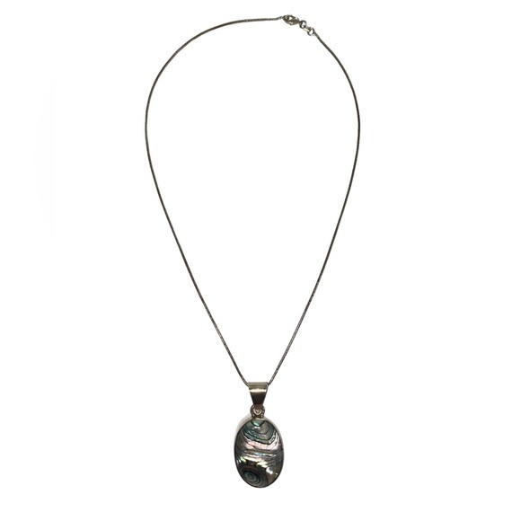 Vintage‎ Silver Necklace with Silver Opal Pendant - Picture 1 of 6